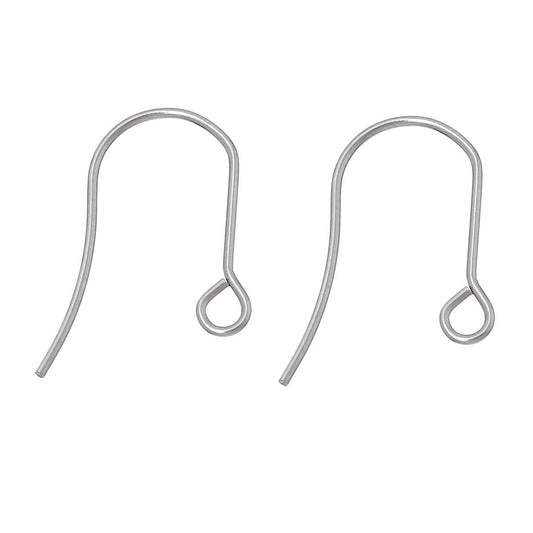 E128 - 100 pcs 304 Stainless Steel Earring Hooks with Loop Hole - 19mm x 14mm - Hypoallergenic! Tarnish Resistant!