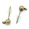 100 pcs. (50 pairs) Antique Bronze Earring Ball Posts Settings with Loop - 16mm x 6mm - Rubber Backs Included!