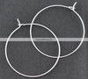 W010 - 100 Silver Plated Wine Charm/Earwire Hoop Rings - 30mm -20 Gauge