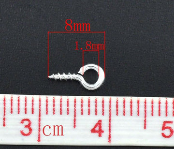 BA004 - 1000 pcs. Silver Plated Screw Eyes Bails Top Drilled - 8mm x 4mm