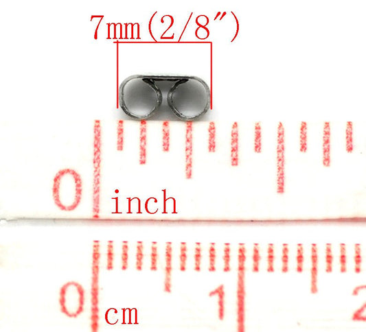 E216A - 20 pcs (10 Pairs) 304 Stainless Steel Earring Nuts Stoppers Backs - 7mm x 4mm - Hypoallergenic! Butterfly Design