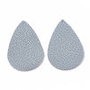 P256 - 10 pcs. Blue Gray Silver Pebble Faux Leather Dangle Charms Pendants - Teardrop - 56mm (2.2") - Great for Light Earrings! Double Sided