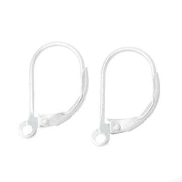 E241B - 100 pcs (50 pairs) Real 925 Sterling Silver Lever Back Earrings - 16mm x 10mm