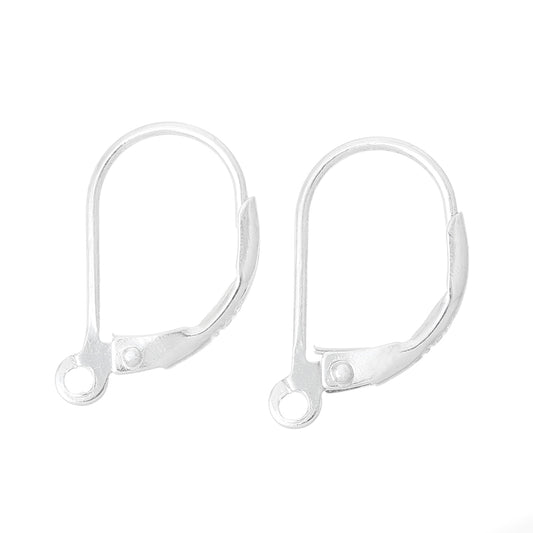 E241B - 100 pcs (50 pairs) Real 925 Sterling Silver Lever Back Earrings - 16mm x 10mm