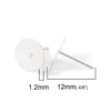 E137 - 50 pieces (25 pairs) Silver Tone Earring Posts/Bases/Studs/Settings with Loop and Rubber Backs - 12mm x 10mm - 10mm Glue Pad Diameter