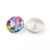 CA494 - 10 pcs Glass Vitrail Iridescent Multicolor Faceted Rhinestone Cabochons - Plated Pointed Back - Grade A - 8mm