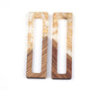 P128 - 4 pcs. Clear and Gold Foil Resin and Wood Rectangle Flat Pendant - 61mm x 17mm - (2.4" x 0.7")