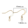 E251B - 100 pcs Copper 14K Gold Plated Earring Hooks with Spring - 17mm x 17mm - Hole Size: 1.6mm