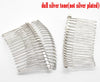 H054 - 10 pcs. - Silver Tone Hair Combs - 78mm x 38mm (3" x 1.5")