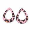 P709 - 10 pcs. Leopard Faux Fur Leather Dangle Charms Pendants - Teardrop Hoop - Pink- 59mm (2.32") - Great for Earrings or Dangles! Double-Sided