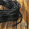 N191 - 10M (32.8 FT) - Black Round REAL Genuine Leather Jewelry Cord - 2mm - 11 yards