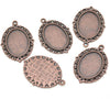 P129 - 10 pcs. Antique Copper Oval Pendant Picture Photo Frame Bezel Setting Pendants Charms - 25mm x 18mm Glue Pad for Cabochons - 25x18mm