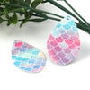 P896 - 10 pcs Multicolor Mermaid Scales Faux Leather Dangle Pendants - Sparkle - Teardrop - 55mm (2.2") - Double Sided