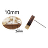 E817 - 6 pcs Wood and Resin Alloy Earring Posts Studs Tacks - 15mm Oval - Silver Tone - Gold Metal Foil - Hole: 2mm - Rubber Backs Included!