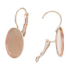 E138 - 10 pcs. Rose Gold Plated Oval Earring Clips Settings Lever Back Posts Bezels Cabochons - 18x13mm Glue Pad Setting