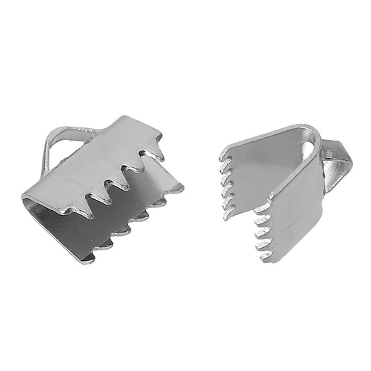 BA035 - 30 pcs. 304 Stainless Steel Smooth Ribbon Crimp End Caps - 9mm x 8mm - Great for 3/8" Ribbons & Cords! Tarnish Resistant!