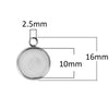 P507 - 10 pcs. 304 Stainless Steel Circle Settings Bezels Cabochons Pendants Trays - 10mm Glue Pad Setting - Tarnish Resistant!