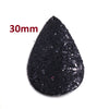 FL0006 - 10 pcs. Black Glitter Faux Leather Dangle Charms Pendants - Teardrop - 30mm (1.18") - Great for Light Earrings and Dangles! Double Sided
