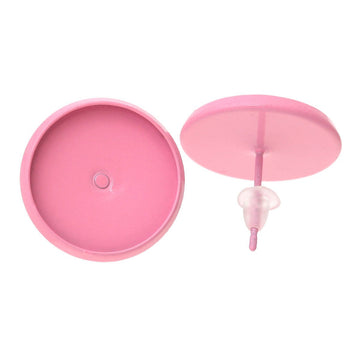 E214A - 10 pcs. Pink Plated Earring Posts Studs Settings Bezels Cabochons Tacks- 14mm Glue Pad Setting