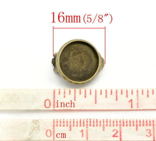 E195 - 20 pcs. Antique Bronze Earring Clips Settings Hinged Bezels Cabochons - 12mm Glue Pad Setting