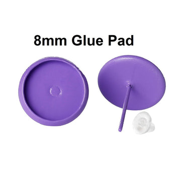 E217 - 50 pcs. Purple Earring Posts Settings Bezels Cabochons Tacks- 8mm Glue Pad Setting