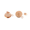 E243 - 10 pcs. 304 Stainless Steel Rose Gold Plated Earring Posts Studs Settings Bezels Cabochons Tacks with Loop - 12mm Glue Pad Setting
