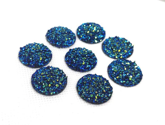 CA869 - 10 pcs Druzy Resin Embellishment Cabochons Blue Multicolor - 18mm - Dome Style