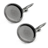 E053 - 10 pcs. Gunmetal Earring Clips Settings Lever Back Bezels Cabochons - 12mm Glue Pad Setting