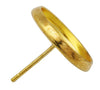 E139 - 10 pcs. Golden Tone Gold Earring Posts Studs Settings Bezels Cabochons Tacks- 8mm Glue Pad Setting - Includes Rubber Backs! Made of Brass