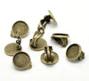 E195 - 20 pcs. Antique Bronze Earring Clips Settings Hinged Bezels Cabochons - 12mm Glue Pad Setting