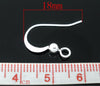 E275 - 200 pcs (100 pairs) Silver Plated with Flat Earring Hooks - 17mm x 18mm - Made of Copper! High Quality!