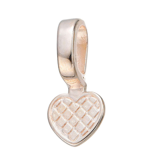 BA031A - 10 pcs. Rose Gold Plated Medium Heart Tag Glue On Bails - 22mm x 10mm (7/8" x 3/8")