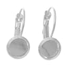 E760 - 10 pcs. Silver Tone Earring Clips Settings Lever Back Bezels Cabochons - 8mm Glue Pad Setting