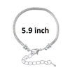 B045 - 5 pcs. Silver Plated European Snake Chain Bracelets with Chain Extender - Claw Lobster Clasp - 15cm (5 7/8") - 3mm Thick - Small Wrists