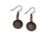 E129 - 10 pcs. Antique Copper Earring Dangle Hooks Settings Bezels Cabochons - 12mm Glue Pad Setting - Single Sided