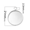 P482 - 10 pcs. Silver Plated Pendant Circle Posts Settings Bezels Trays Cabochons - 16mm Glue Pad Setting - Parallel Loop