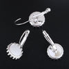 E244 - 10 pcs. Silver Plated Earring Clips Settings Lever Back Bezels Cabochons - 12mm Glue Pad Setting - Tiara Style