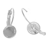 E760 - 10 pcs. Silver Tone Earring Clips Settings Lever Back Bezels Cabochons - 8mm Glue Pad Setting