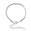 B045 - 5 pcs. Silver Plated European Snake Chain Bracelets with Chain Extender - Claw Lobster Clasp - 15cm (5 7/8") - 3mm Thick - Small Wrists