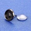 E070 - 20 pcs. Gunmetal Earring Posts Settings Studs Bezels Cabochons with Glass Tiles - 10mm Glue Pad Setting - 10 tiles, 10 earring blanks
