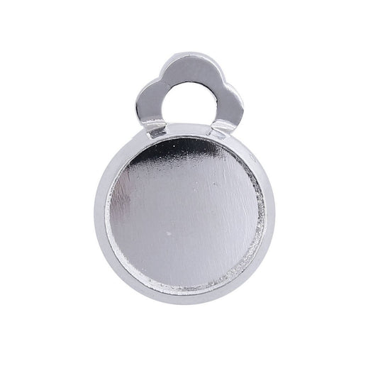 E245 - 20 pcs. Silver Plated Earring Clips Settings Hinged Bezels Cabochons - 10mm Glue Pad Setting