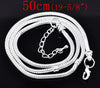 N085 - 2 pcs. Silver Plated Snake Chain Necklaces with Lobster Clasp 19.7" (50cm) - (3mm) - Fits European Beads and Large Hole Beads - Claw Clasps