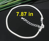 B046 - 4 pcs. Silver Plated European Snake Chain Bracelets with Chain Extenders - Lobster Clasps - Screw Cap - 20cm (7.87") - Claw Clasps