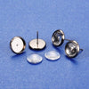 E070 - 20 pcs. Gunmetal Earring Posts Settings Studs Bezels Cabochons with Glass Tiles - 10mm Glue Pad Setting - 10 tiles, 10 earring blanks