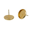 E141 - 10 pcs. Gold Plated Earring Posts Settings Bezels Cabochons Tacks- 14mm Glue Pad Setting