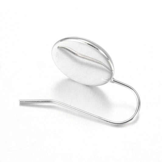 E218 - 10 pcs. Silver Tone Earring Hooks Settings Bezels Cabochons - 12mm Glue Pad Setting - Platinum - 22mm x 14mm