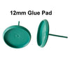 E219A - 10 pcs. Aqua Teal Earring Posts Studs Settings Bezels Cabochons Tacks- 12mm Glue Pad Setting