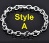 B012 - 10 pcs. Silver Plated Chain Link Bracelets with Lobster Clasps - 7 7/8 in (20 cm) - Style A - Claw Clasps