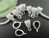 BA017A - 10 pcs. Antique Silver Dangle Triangle Slider Spacer Bails with Loop - 14mm X 7mm - Carved