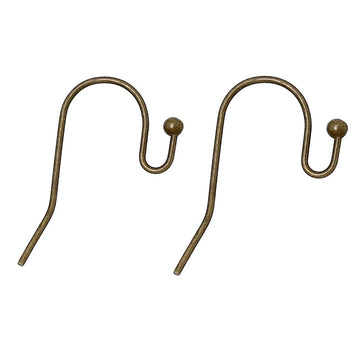 E055 - 200 pcs Antique Bronze Earring Wire Hooks with Ball - 20x15mm - 20mm x 15mm - 21 Gauge Wire